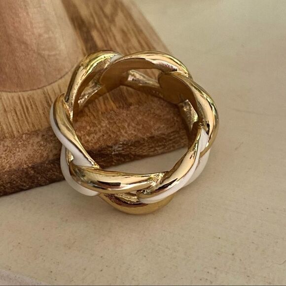 Gold & Epoxy Stainless Steel Braided Ring - Picture 8 of 9